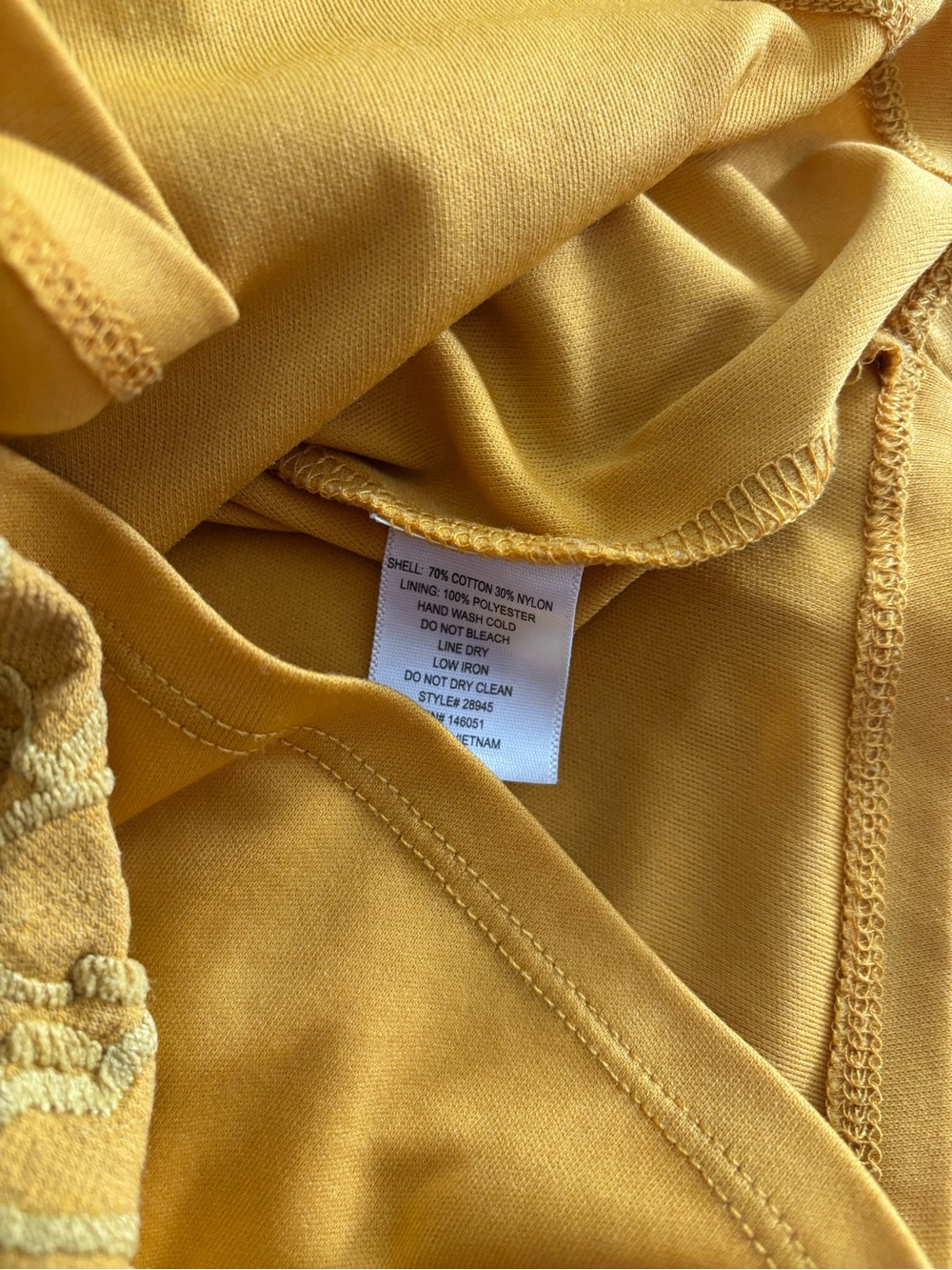 Monteau Los Angeles Mustard Yellow Crochet Lace Top Ruffle Sleeve Women’s Small - Picture 4 of 6